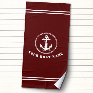 Nautisch anker en touw met kooknaam Deep Red Strandlaken