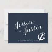 Nautisch anker en touw Respons Marine en Blush RSVP Kaartje (Achterkant)
