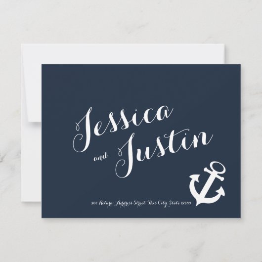 Nautisch anker en touw Respons Marine en Blush RSVP Kaartje (Achterkant)