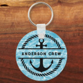 Nautisch Anker en Touw Split Monogram Sleutelhanger (Voorkant)