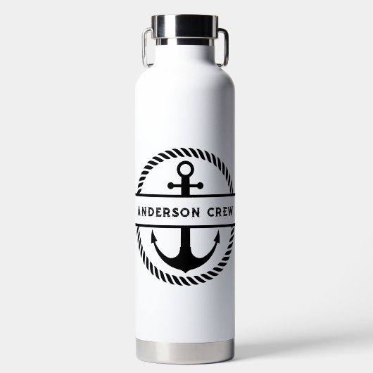 Nautisch Anker en Touw Split Monogram Waterfles (Voorkant)