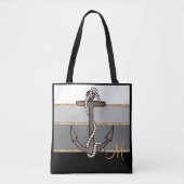 Nautisch anker en touw (zwart verloop/monogram) tote bag (Voorkant)