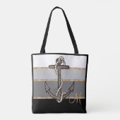 Nautisch anker en touw (zwart verloop/monogram) tote bag (Achterkant)