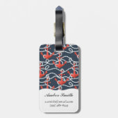 Nautisch Anker- en Touwpatroon Bagagelabel (Achterkant verticaal)