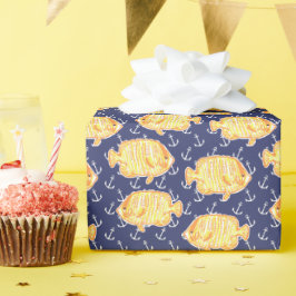 Nautisch Anker en Tropisch Vispatroon Cadeaupapier