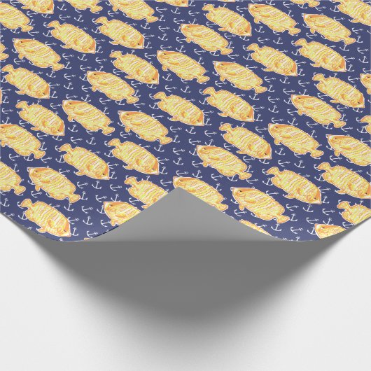 Nautisch Anker en Tropisch Vispatroon Cadeaupapier (Hoek)