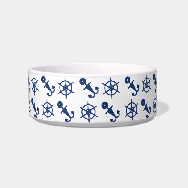 Nautisch anker en Wiel Dog Bowl Voerbakje (Voorkant)