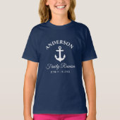 Nautisch anker familie reünie marine blauw meisjes t-shirt (Voorkant)