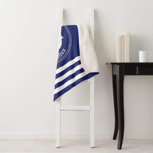 Nautisch anker familienaam kleur kiezen sherpa deken (In situ)