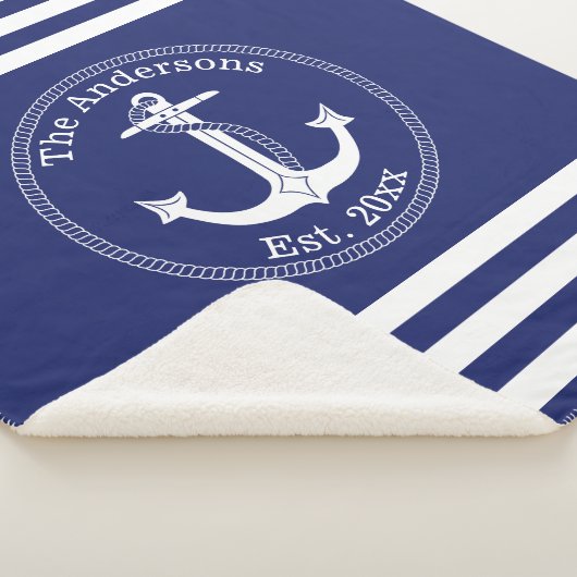 Nautisch anker familienaam kleur kiezen sherpa deken (3/4)