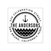 Nautisch Anker Familienaam & Ronde Return-adres Rubberstempel (Afrduk)