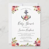 Nautisch anker Floral Boy Baby shower Kaart (Voorkant)
