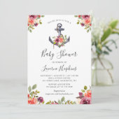 Nautisch anker Floral Boy Baby shower Kaart (Staand voorkant)