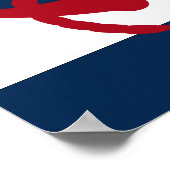 Nautisch Anker gedrukt rood, marjoin en wit Poster (Hoek)
