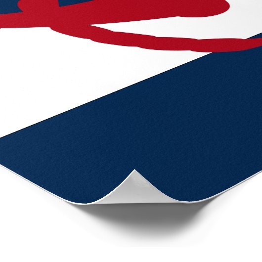 Nautisch Anker gedrukt rood, marjoin en wit Poster (Hoek)