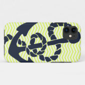 Nautisch anker geel chevron iphone 5 hoes (Achterkant (horizontaal))
