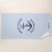 nautisch anker | Gepersonaliseerde bootgenoot Strandlaken (Voorkant)