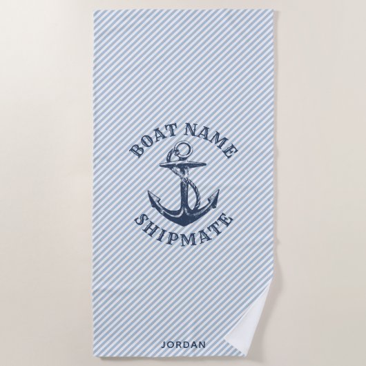 nautisch anker | Gepersonaliseerde bootgenoot Strandlaken (Voorkant)
