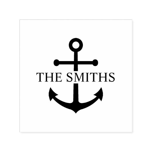 Nautisch anker Gepersonaliseerde familienaam Zelfinktende Stempel (Design)