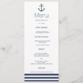 Nautisch Anker & Gestreept Bruiloft Diner Menu Kaa (Voorkant)