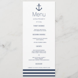 Nautisch Anker & Gestreept Bruiloft Diner Menu Kaa