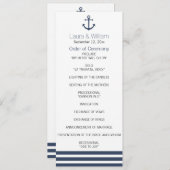 Nautisch Anker & Gestreept Huwelijksprogramma Programmakaart (Voorkant / Achterkant)