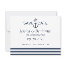 Nautisch Anker & Gestreept Sla het Datum Briefkaar