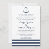 Nautisch Anker & Gestreepte Huwelijksuitnodiging Kaart (Voorkant)