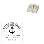 Nautisch Anker & Golven | Terugkeeradres gezin Rubberstempel (Gestempeld)