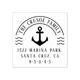 Nautisch Anker & Golven | Terugkeeradres gezin Rubberstempel
