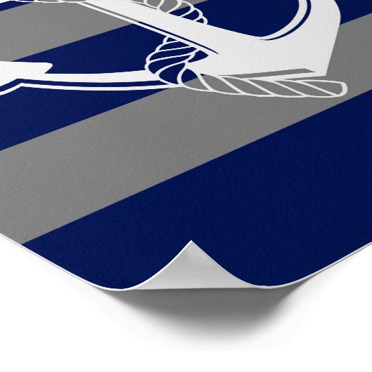 Nautisch anker, grijs en blauw, wandart afdrukken poster (Hoek)