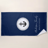 Nautisch anker | Handgeschreven kalligrafie Strandlaken (Voorkant)