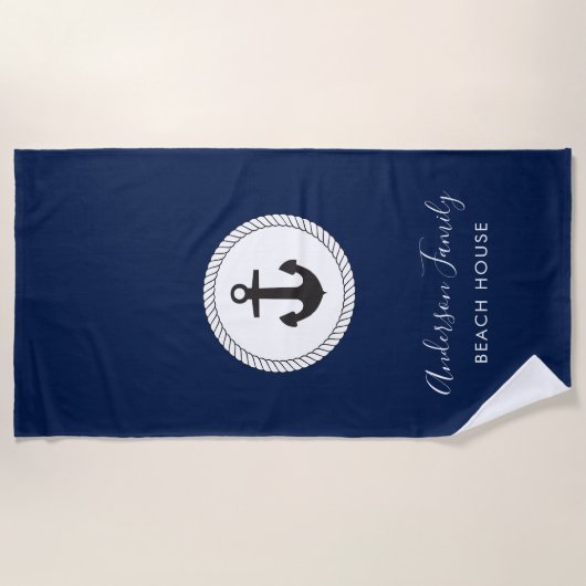 Nautisch anker | Handgeschreven kalligrafie Strandlaken (Voorkant)