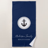 Nautisch anker | Handgeschreven kalligrafie Strandlaken (Voorkant)