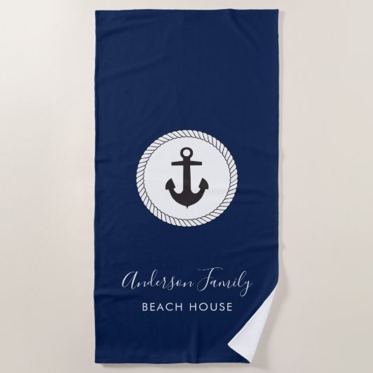 Nautisch anker | Handgeschreven kalligrafie Strandlaken (Voorkant)