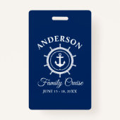Nautisch anker Helm Navy Blue Family Cruise Badge (Voorkant)