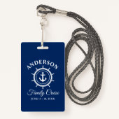 Nautisch anker Helm Navy Blue Family Cruise Badge (Voorkant met draagriem)