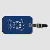 Nautisch anker Helm Navy Blue Family Cruise Bagagelabel (Voorkant (horizontaal))