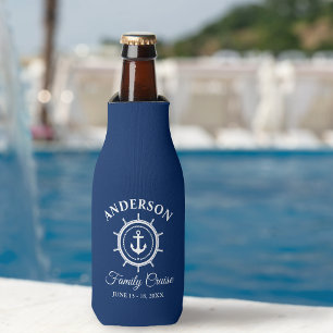 Nautisch anker Helm Navy Blue Family Cruise Flesjeskoeler