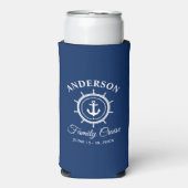 Nautisch anker Helm Navy Blue Family Cruise Seltzer Blikjeskoeler (Seltzer Voorkant)