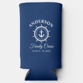Nautisch anker Helm Navy Blue Family Cruise Seltzer Blikjeskoeler (Voorkant)