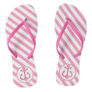 Nautisch anker Hot-roze gestripte Teenslippers