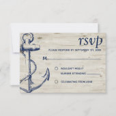 Nautisch Anker Hout RSVP Kaartje (Voorkant)