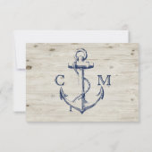 Nautisch Anker Hout RSVP Kaartje (Achterkant)