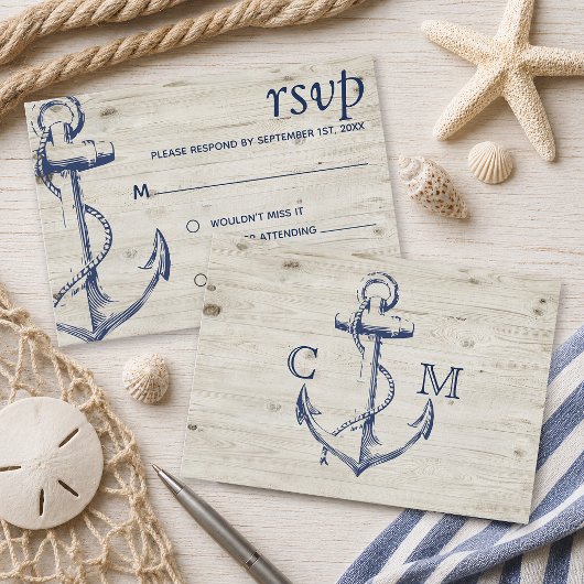 Nautisch Anker Hout RSVP Kaartje