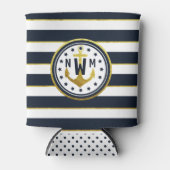 Nautisch Anker in Marine & Goud Blikjeskoeler (Voorkant)