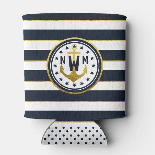 Nautisch Anker in Marine & Goud Blikjeskoeler (Achterkant)