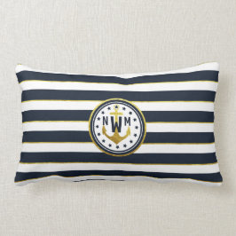 Nautisch Anker in Marine & Goud Kussen