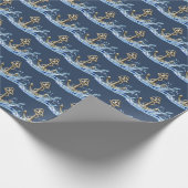 Nautisch anker in water spatten cadeaupapier (Hoek)