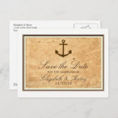 Nautisch anker ingelijst papier Sla de datum op Aankondigingskaart (Voorkant / Achterkant)